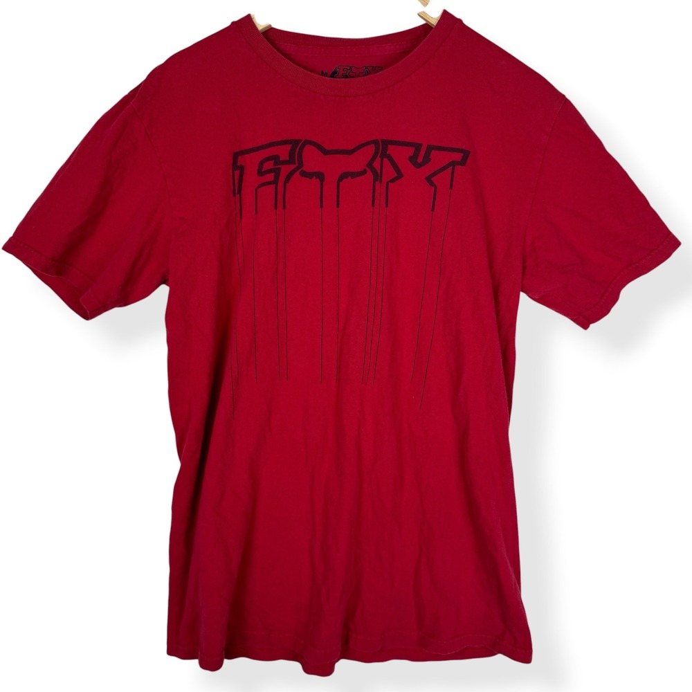 Fox Racing T Shirt Mens Size Medium Red Grunge Distressed Motocross Streetwear
